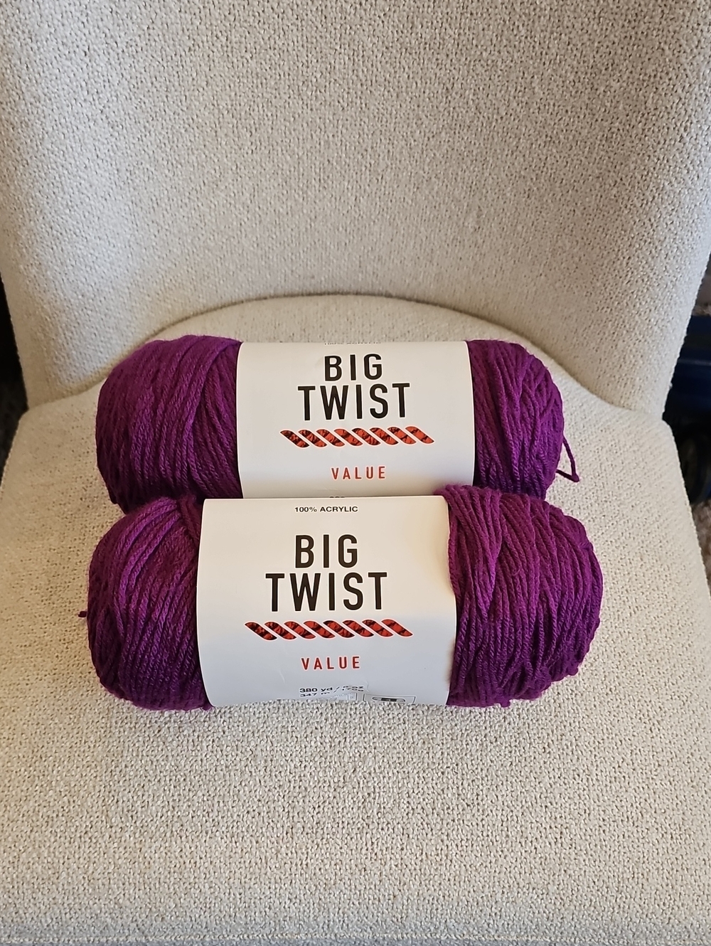 NWT Bundle Of 2 Skeins Big Twist Value Yarn - Purple